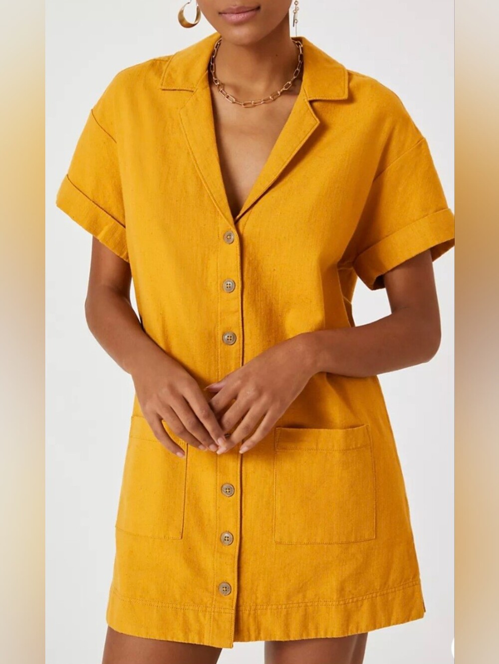 Anthropologie Pilcro Button yellow summer bohemian Shirt Dress size XS